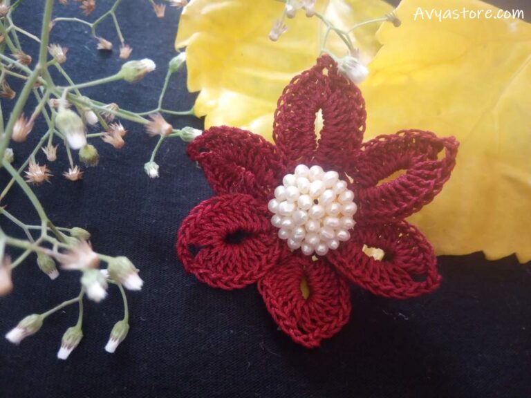 Crochet Flower Brooch Free Pattern Instructions