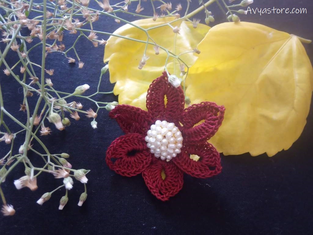 Crochet Flower Brooch -Free Pattern & Instructions